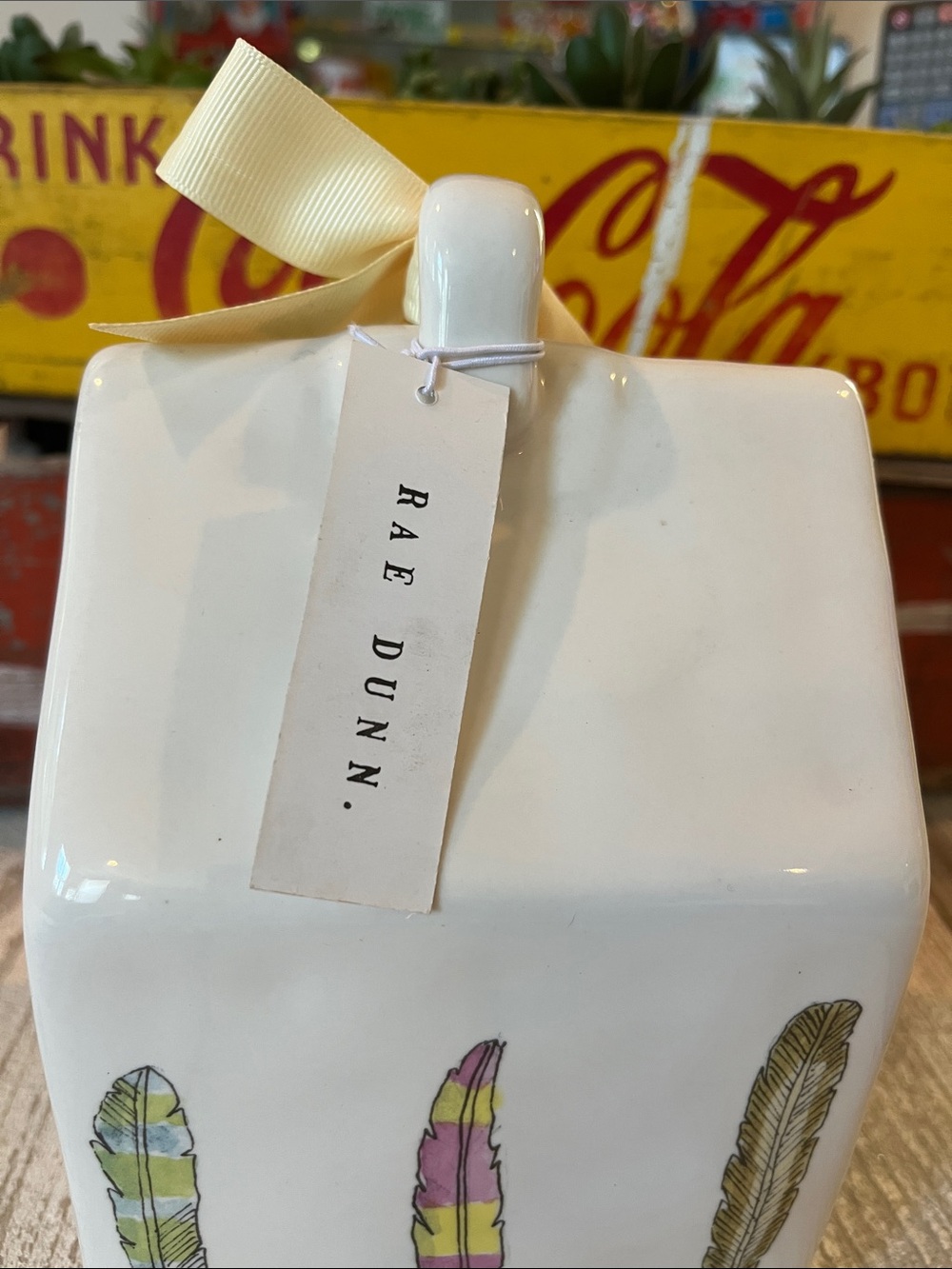 NWT - Rae Dunn Ceramic Birdhouse with Colorful Feather Motif from 2018 - Picture 5 of 8